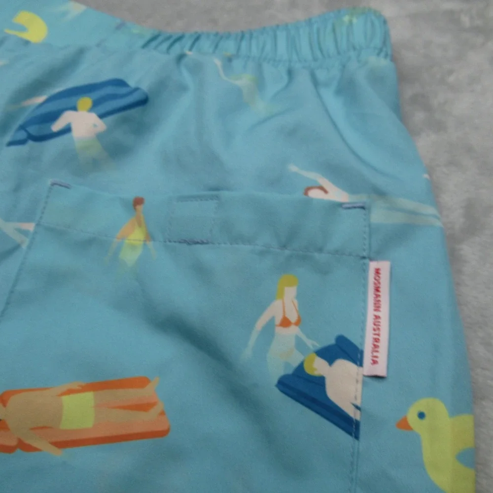 Mosmann Australia Swim Shorts Mens Large Blue AOP‎ Lined Quick Dry Stretch NEW